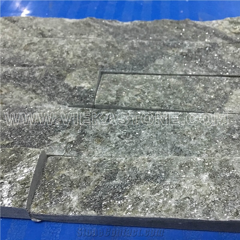 China Green Quartzite Fireplace Stacked Stone Veneer Feature Wall Cladding Panel Ledge Stone Rock Natural Split Face Mosaic Tile Landscaping Building Interior & Exterior Decor Culture Stone 60x15cm