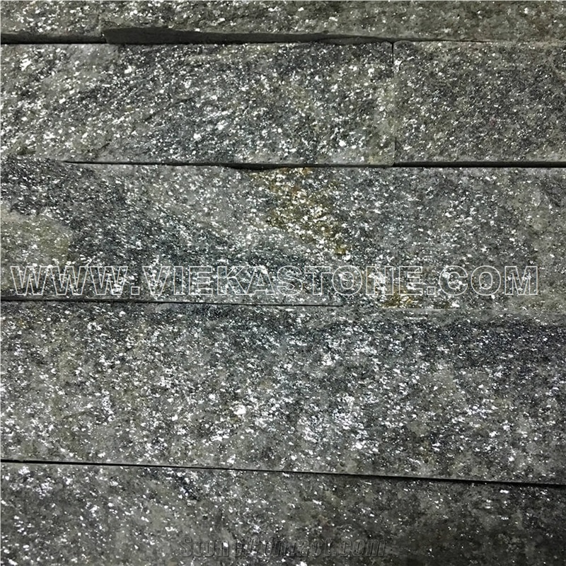 China Green Quartzite Fireplace Stacked Stone Veneer Feature Wall Cladding Panel Ledge Stone Rock Natural Split Face Mosaic Tile Landscaping Building Interior & Exterior Decor Culture Stone 60x15cm