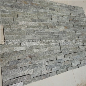 China Green Quartzite Fireplace Stacked Stone Veneer Feature Wall Cladding Panel Ledge Stone Rock Natural Split Face Mosaic Tile Landscaping Building Interior & Exterior Decor Culture Stone 60x15cm
