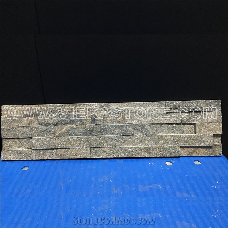 China Grey Quartzite Fireplace Stacked Stone Veneer Feature Wall Cladding Panel Ledge Stone Rock Natural Split Face Mosaic Tile Landscaping Building Interior & Exterior Decor Culture Stone 60x15cm