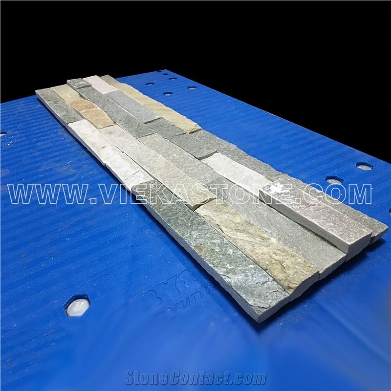 China Mixed Beige Slate Fireplace Stacked Stone Veneer Feature Wall Cladding Panel Ledge Stone Rock Natural Split Face Mosaic Tile Landscaping Building Interior & Exterior Decor Culture Stone 60x15cm