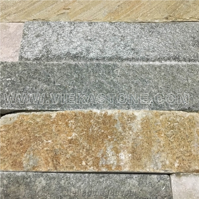 China Mixed Beige Slate Fireplace Stacked Stone Veneer Feature Wall Cladding Panel Ledge Stone Rock Natural Split Face Mosaic Tile Landscaping Building Interior & Exterior Decor Culture Stone 60x15cm