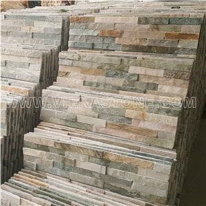 China Mixed Beige Slate Fireplace Stacked Stone Veneer Feature Wall Cladding Panel Ledge Stone Rock Natural Split Face Mosaic Tile Landscaping Building Interior & Exterior Decor Culture Stone 60x15cm