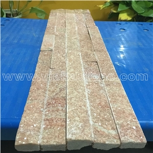 China Rosa Peach Quartzite Stacked Stone Veneer Feature Wall Cladding Panel Ledge Stone Rock Natural Split Face Mosaic Tile Landscaping Building Interior & Exterior Decor Culture Stone 60x15cm