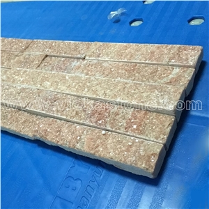 China Rosa Peach Quartzite Stacked Stone Veneer Feature Wall Cladding Panel Ledge Stone Rock Natural Split Face Mosaic Tile Landscaping Building Interior & Exterior Decor Culture Stone 60x15cm