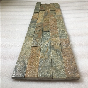 China Rusty Quartzite Fireplace Stacked Stone Veneer Feature Wall Cladding Panel Ledge Stone Rock Split Face Mosaic Tile Landscaping Building Interior & Exterior Decor Natural Culture Stone 60x15cm