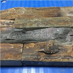 China Rustyslate Brown Ledge Stone Tile Fireplace Stacked Stone Veneer Feature Wall Cladding Panel Rock Natural Split Face Mosaic Landscaping Building Interior & Exterior Culture Stone 60x15cm