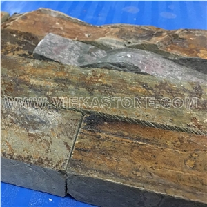 China Rustyslate Brown Ledge Stone Tile Fireplace Stacked Stone Veneer Feature Wall Cladding Panel Rock Natural Split Face Mosaic Landscaping Building Interior & Exterior Culture Stone 60x15cm