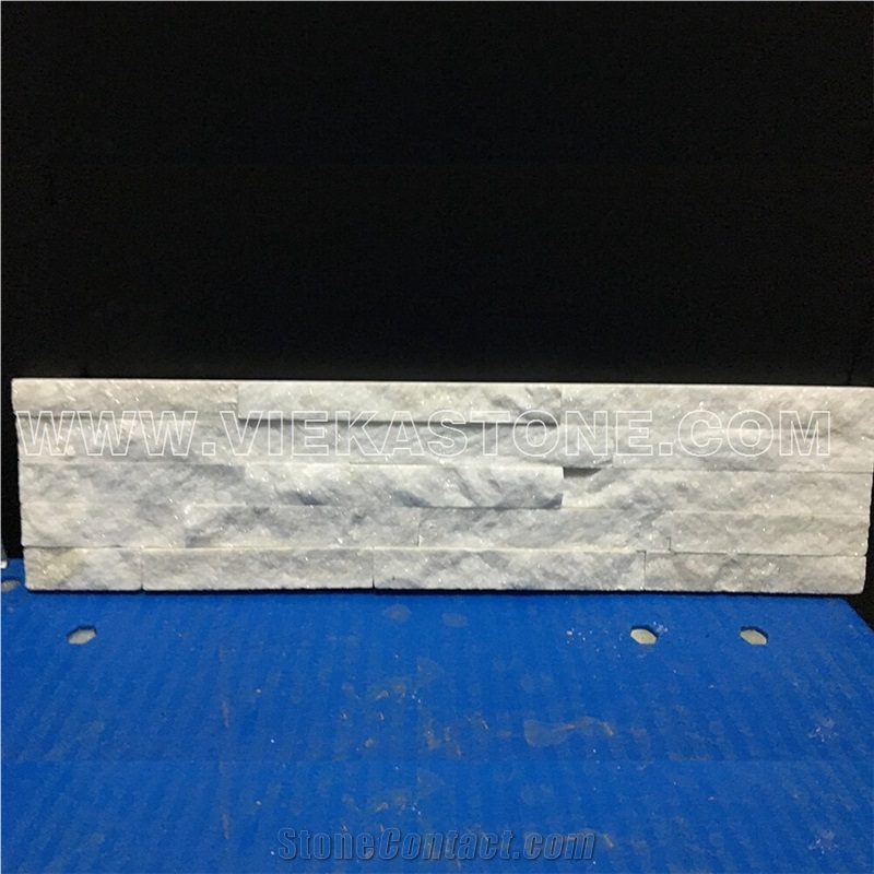 China Snow White Quartzite Fireplace Stacked Stone Veneer Feature Wall Cladding Panel Ledge Stone Rock Natural Split Face Mosaic Tile Landscaping Building Interior & Exterior Culture Stone 60x15cm