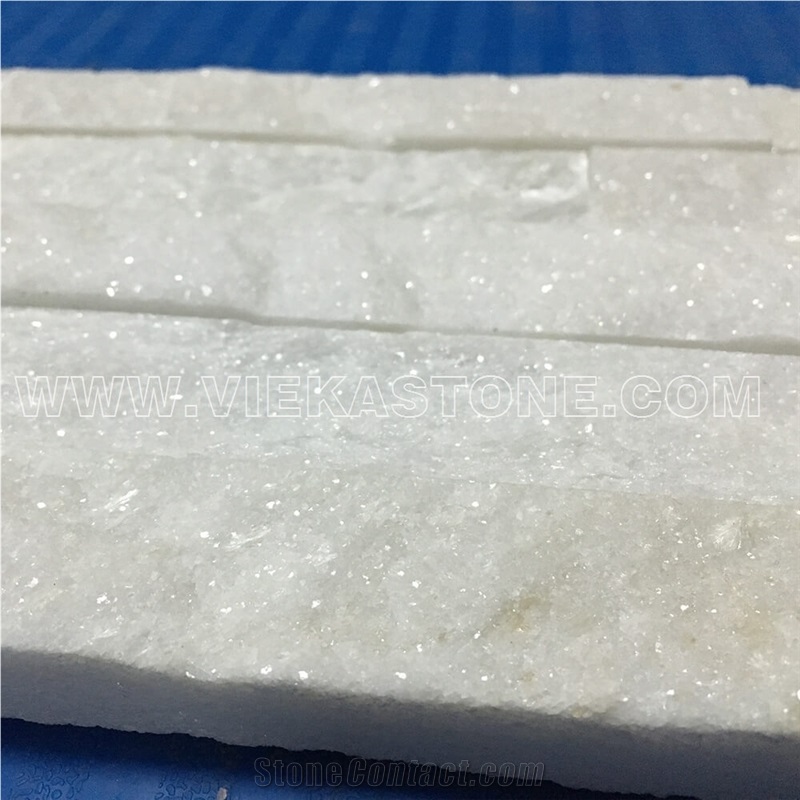 China Snow White Quartzite Fireplace Stacked Stone Veneer Feature Wall Cladding Panel Ledge Stone Rock Natural Split Face Mosaic Tile Landscaping Building Interior & Exterior Culture Stone 60x15cm