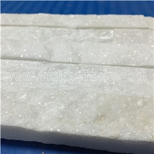 China Snow White Quartzite Fireplace Stacked Stone Veneer Feature Wall Cladding Panel Ledge Stone Rock Natural Split Face Mosaic Tile Landscaping Building Interior & Exterior Culture Stone 60x15cm