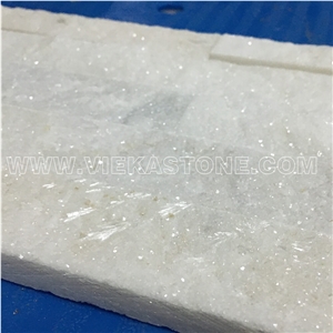 China Snow White Quartzite Fireplace Stacked Stone Veneer Feature Wall Cladding Panel Ledge Stone Rock Natural Split Face Mosaic Tile Landscaping Building Interior & Exterior Culture Stone 60x15cm
