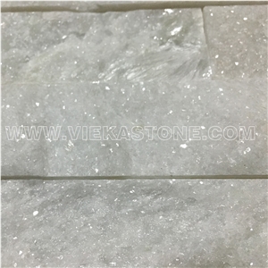 China Snow White Quartzite Fireplace Stacked Stone Veneer Feature Wall Cladding Panel Ledge Stone Rock Natural Split Face Mosaic Tile Landscaping Building Interior & Exterior Culture Stone 60x15cm