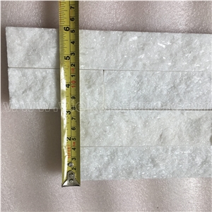 China Snow White Quartzite Stacked Stone Veneer Feature Wall Cladding Panel Ledge Stone Split Face Tile Landscaping Building Interior & Exterior Decor Natural Culture Stone 55x15cm Z-Shape