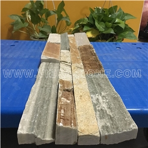 China Yellow Quartzite Ledge Stone Tile Fireplace Stacked Stone Veneer Feature Wall Cladding Panel Rock Natural Split Face Mosaic Landscaping Building Interior & Exterior Culture Stone 60x15cm