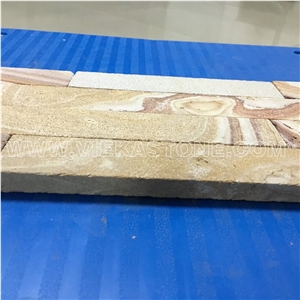 China Yellow Sandstone Fireplace Stacked Stone Veneer Feature Wall Cladding Panel Ledge Stone Flat Natural Split Face Mosaic Tile Landscaping Building Interior & Exterior Decor Culture Stone 60x15cm