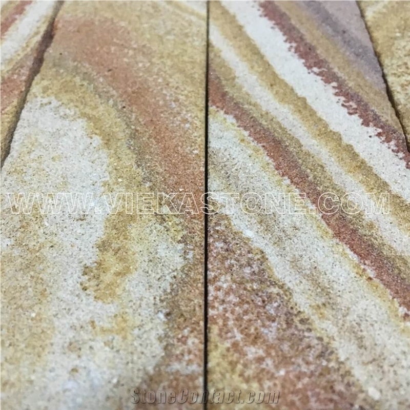 China Yellow Sandstone Fireplace Stacked Stone Veneer Feature Wall Cladding Panel Ledge Stone Flat Natural Split Face Mosaic Tile Landscaping Building Interior & Exterior Decor Culture Stone 60x15cm