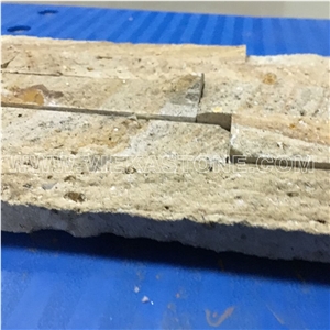 China Yellow Sandstone Fireplace Stacked Stone Veneer Feature Wall Cladding Panel Ledge Stone Rock Natural Split Face Mosaic Tile Landscaping Building Interior & Exterior Decor Culture Stone 60x15cm