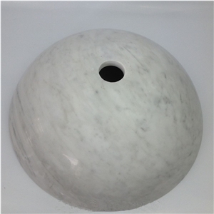 Bianco Carrara White Marble Bathroom Round Sinks, Wash Bowls & Basins, Polished Italy White Marble Sinks