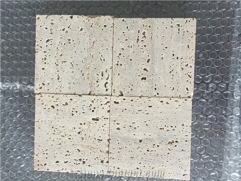 Quarry Direct Supply Rome Travertine Iran Beige Travertine Slabs & Tiles & Floor Covering Tiles & Wall Tiles, No Polished Cutting Surface Rough Surface with Holes Rome Beige Travertine Tiles & Slabs