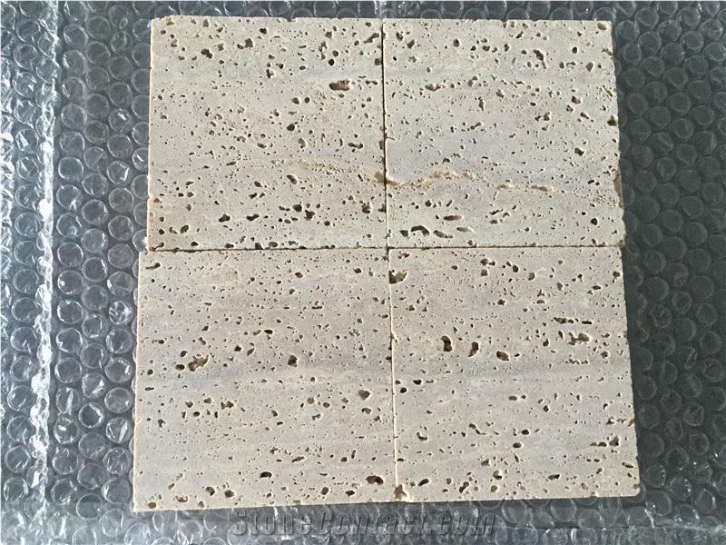 Quarry Direct Supply Rome Travertine Iran Beige Travertine Slabs & Tiles & Floor Covering Tiles & Wall Tiles, No Polished Cutting Surface Rough Surface with Holes Rome Beige Travertine Tiles & Slabs