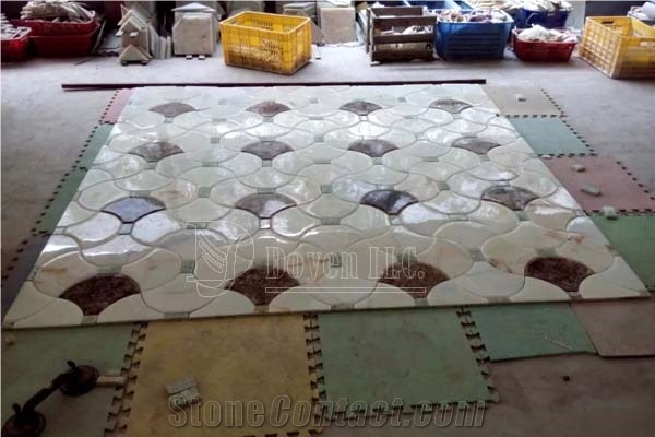 White Onyx & Dark Emperador Marble Mosaic Tiles