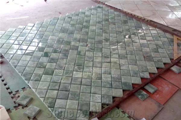White Onyx & Dark Emperador Marble Mosaic Tiles