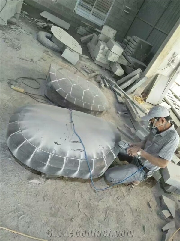 Blue Stone Carving Turtle Sculpture for Garden and Beach