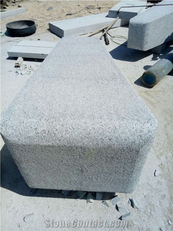 G358 Silver Grey Granite Flame Surface Park Bench Blocks Steps for Garden