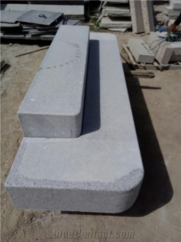 G358 Silver Grey Granite Flame Surface Park Bench Blocks Steps for Garden