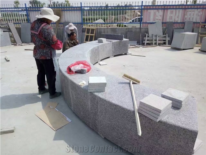 G361 Brown Pink Granite Garden Curved Border Stone Sitting Blocks Competitive Prices