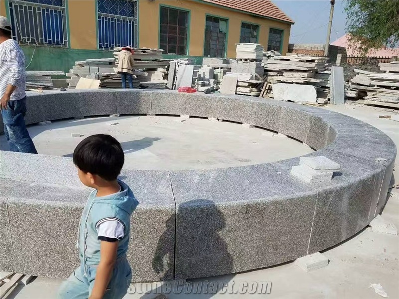 G361 Brown Pink Granite Garden Curved Border Stone Sitting Blocks Competitive Prices