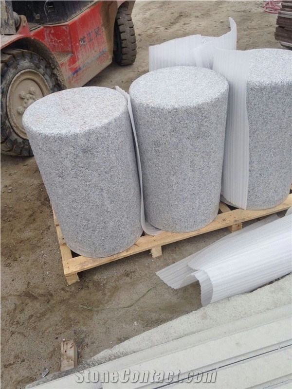 North G603 Silver Grey Granite Flamed Surface Parking Pillars Columns Parking Stop Stones Competitive Prices