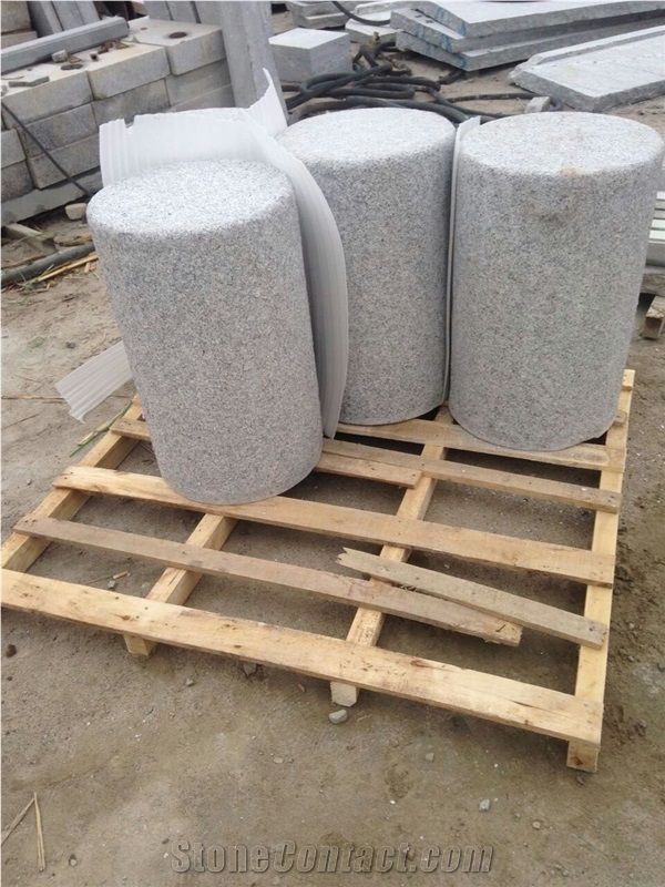 North G603 Silver Grey Granite Flamed Surface Parking Pillars Columns Parking Stop Stones Competitive Prices
