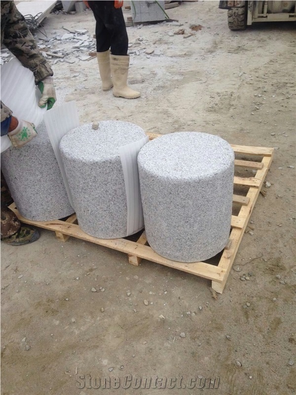 North G603 Silver Grey Granite Flamed Surface Parking Pillars Columns Parking Stop Stones Competitive Prices