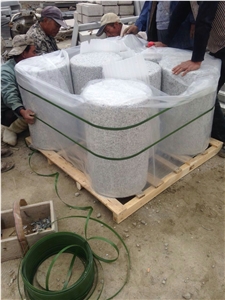 North G603 Silver Grey Granite Flamed Surface Parking Pillars Columns Parking Stop Stones Competitive Prices