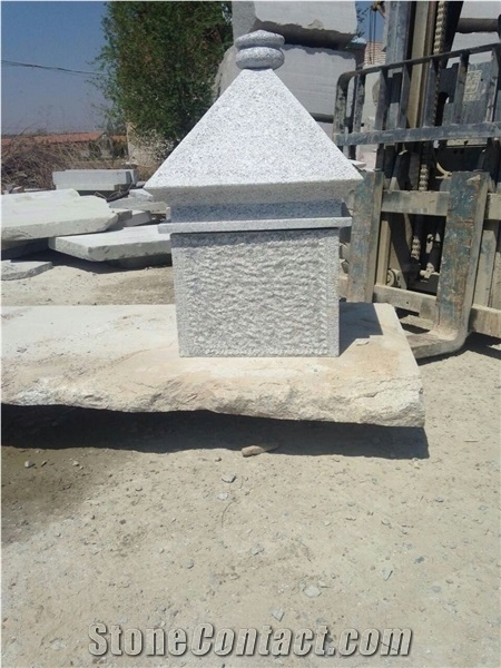 Sd G603 Silver Grey Granite Shaped Pillars and Caps Flamed Surface Competitive Prices