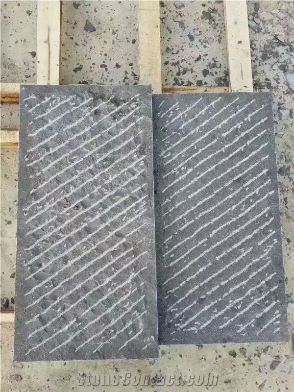 Shandong Blue Limestone Natural Surface Chiseled Paver and Wall Cladding