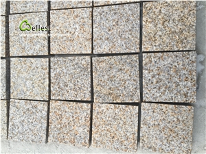 15x15 Bush Hammered Yellow Granite Cobble Stone for Driveway Paving