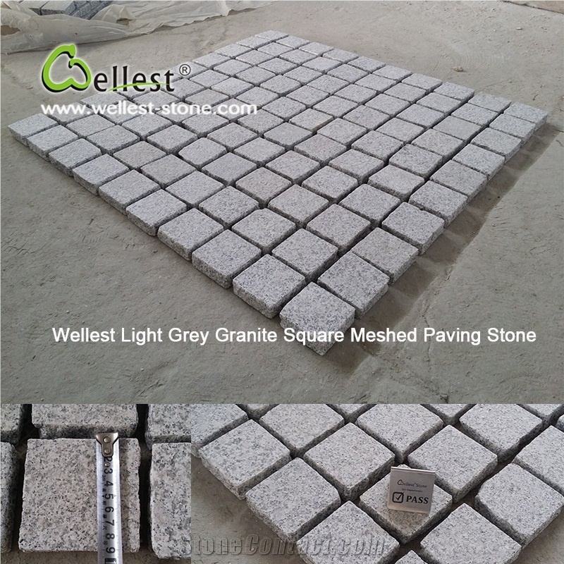 G603 Lunar Pearl Light Grey Granite Sqaure Meshed Patio Paving Stone