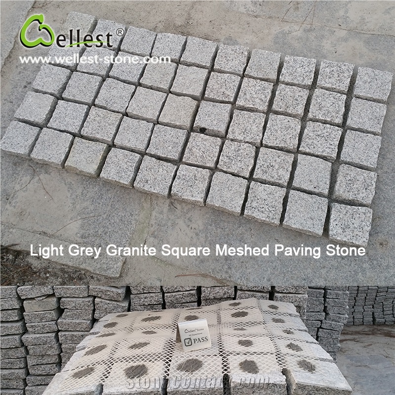 G603 Lunar Pearl Light Grey Granite Sqaure Meshed Patio Paving Stone