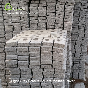 G603 Lunar Pearl Light Grey Granite Sqaure Meshed Patio Paving Stone