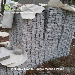 G603 Lunar Pearl Light Grey Granite Sqaure Meshed Patio Paving Stone