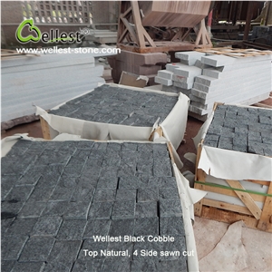 Natural Split Rought Finish Anti-Slip Star Black Cobble Stone for Patio and Driveway Paving