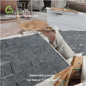 Natural Split Rought Finish Anti-Slip Star Black Cobble Stone for Patio and Driveway Paving