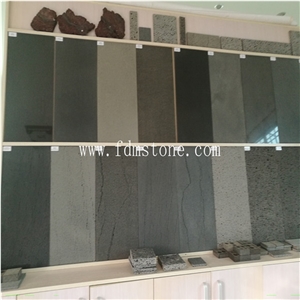 Volcanic Rock Ants Line Honed Surface Black Basalt Lava Project Tiles,Matted Finishing Hotel Decoration