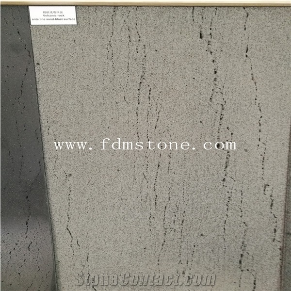 Volcanic Rock Ants Line Polished Walling Tiles,Polishing Black Lava Flooring Tiles