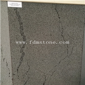 Volcanic Rock Ants Line Polished Walling Tiles,Polishing Black Lava Flooring Tiles