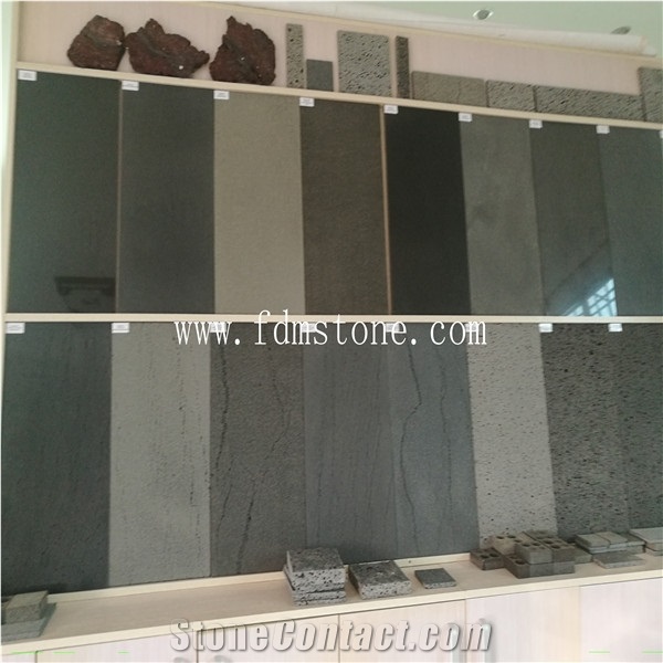 Volcanic Rock Ants Line Polished Walling Tiles,Polishing Black Lava Flooring Tiles