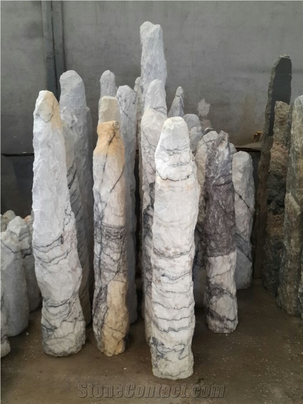 Levander Monolith Marble Garden Stones, Lilac Marble Garden Stones